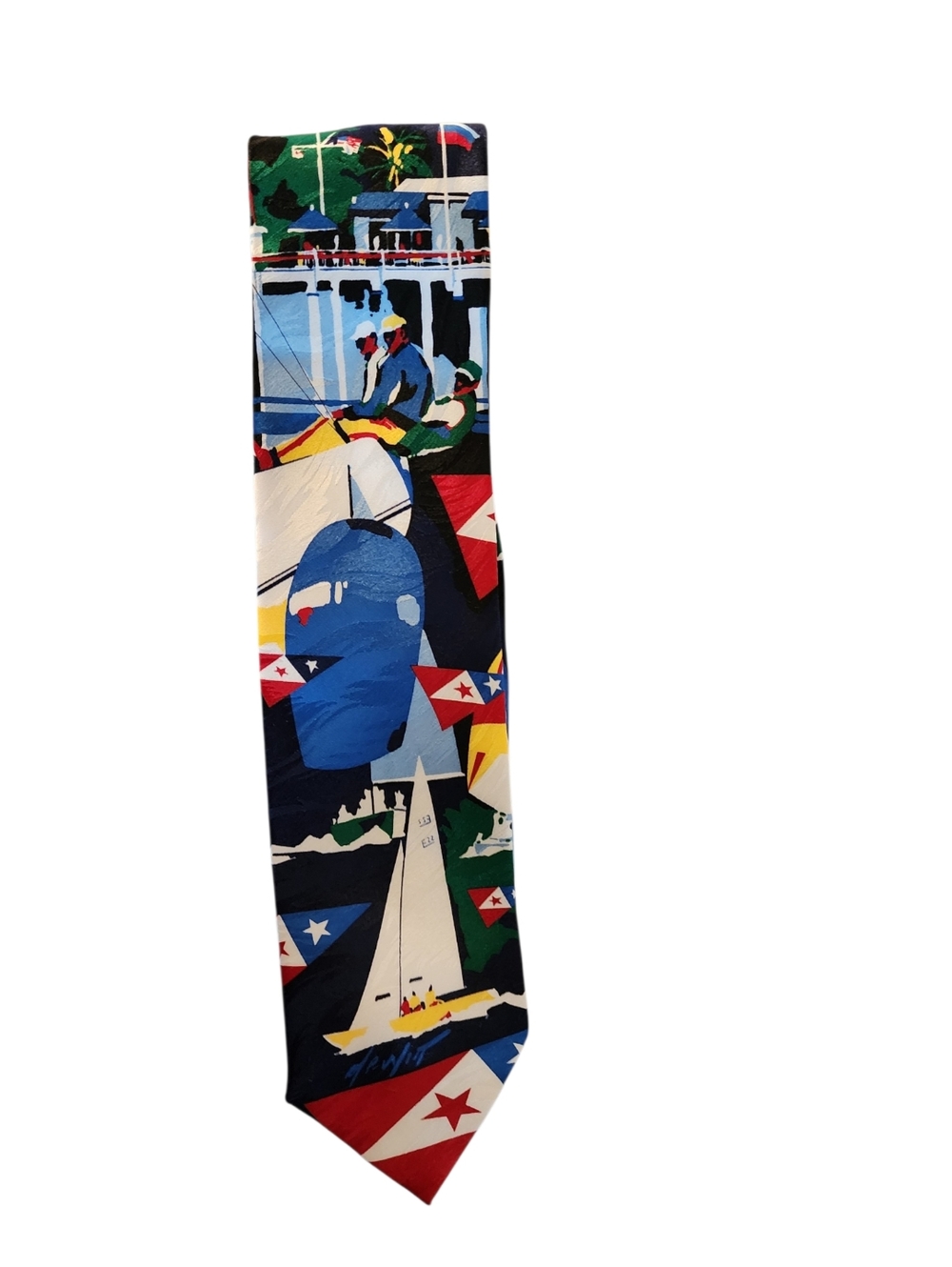 DeWitt 100% Silk Colorful Abstract Nautical San Francisco Yacht Club Tie Rare!